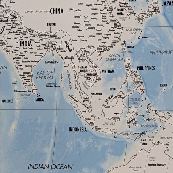 WORLD MAP TRAVEL POSTER Ready to Color-In 24x36 Countries Flags ~ Landmass Goods - Picture 5 of 8